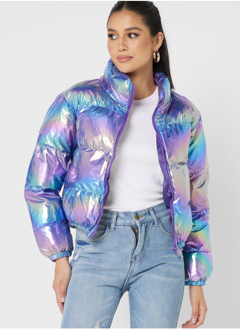 Ginger - Holographic Quilted Padded Jacket - Image 1