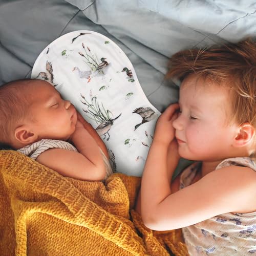 LifeTree Muslin Baby Burp Cloths - 2 Pack 70% Viscose from Bamboo and 30% Cotton Large 22'' by 10'' Absorbent Milk Spit Up Rags - Burping Cloths for Newborn, Girls Boys, MallardDuck & Olive - Image 3