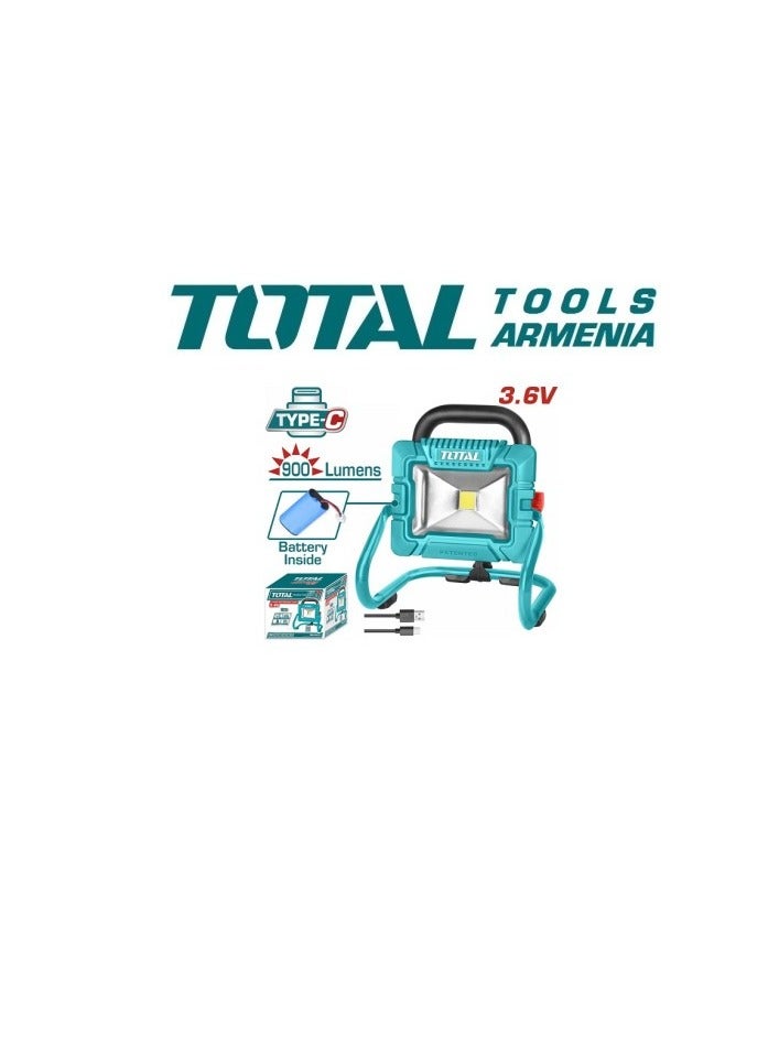 TOTAL 20V 20W Battery Spotlight with Internal Battery - TRLF4415 - Total