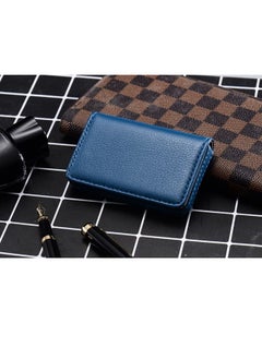 Generic 2 Pieces Business Card Holder, Business Card Wallet Leather Business Card Case Pocket Business Name Card Holder with Magnetic Shut, Credit Card ID Case wallet (Blue and Black)  - Image 2