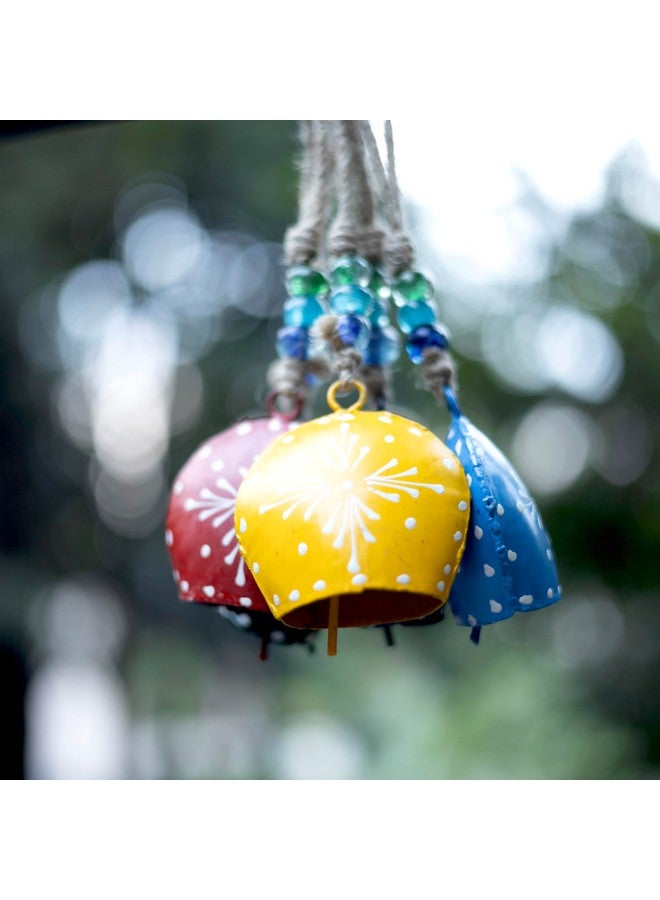 DULI Metal Cowbells Wall Hanging, Feng Shui, Wall Art, Wall Decor, PositiveVibes, Hand Painted Cowbells, Wall Art, Diwali Decor, Home Decor Hanging Bells (Packof5: ColoredCowbell) - Image 3