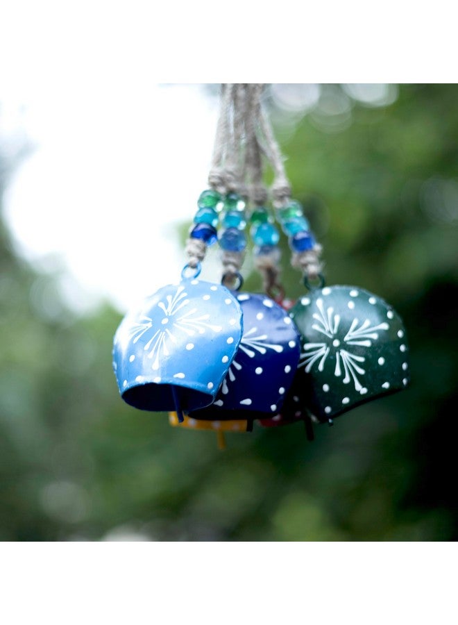 DULI Metal Cowbells Wall Hanging, Feng Shui, Wall Art, Wall Decor, PositiveVibes, Hand Painted Cowbells, Wall Art, Diwali Decor, Home Decor Hanging Bells (Packof5: ColoredCowbell) - Image 2