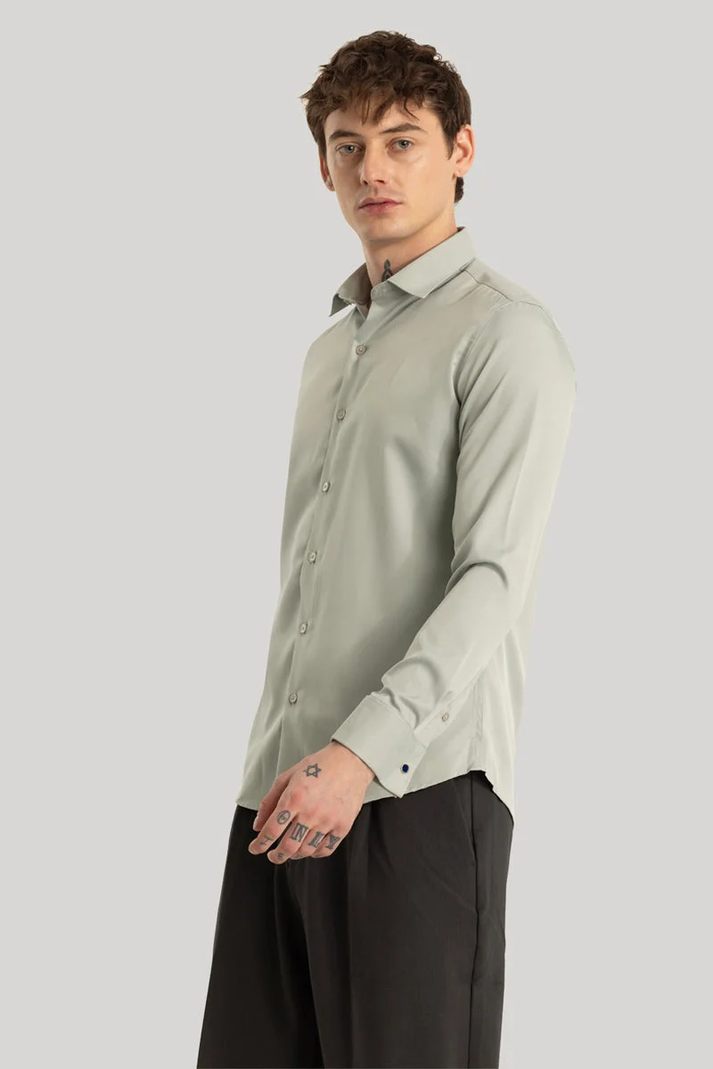 SNITCH Double Cuff Light Green Plain Shirt
