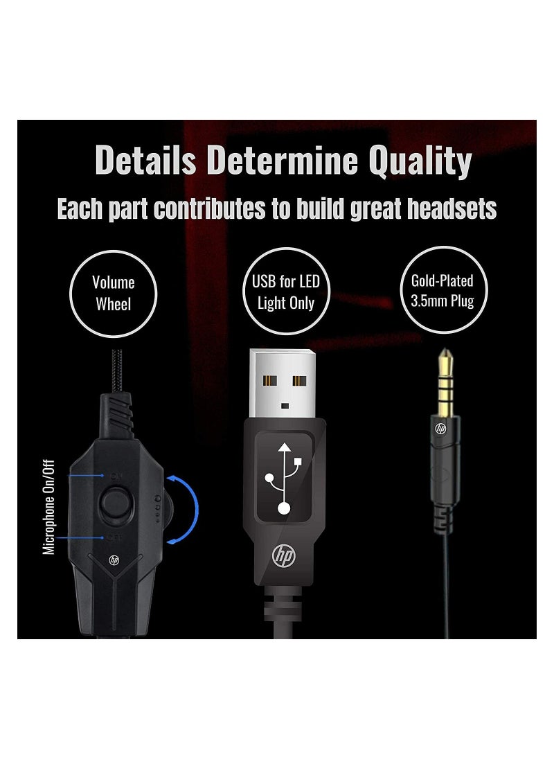 HP - H220GS Virtual 7.1 LED Backlit Gaming Headset with Microphone, Wired - Image 1