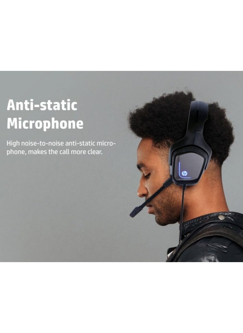 HP - H220GS Virtual 7.1 LED Backlit Gaming Headset with Microphone, Wired - Image 1