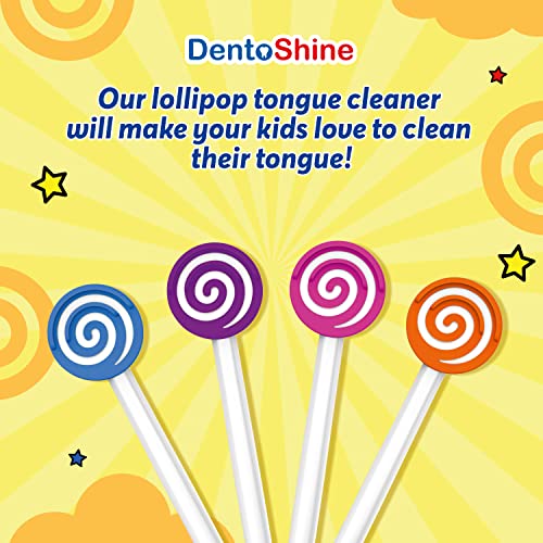 DentoShine Lollipop Tongue Cleaner for Kids (Pink, Blue, Orange & Purple, Pack of 4) - Image 2