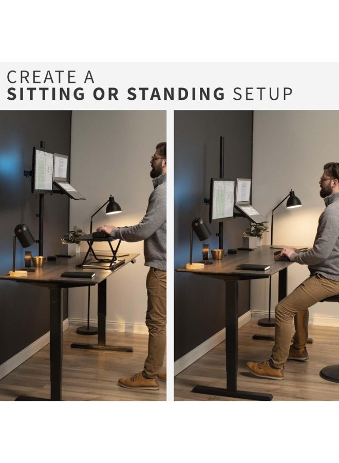 حامل لابتوب وشاشة LCD للمكتب – حامل قابل للتعديل بارتفاع إضافي لشاشة واحدة حتى 27 بوصة - Image 3