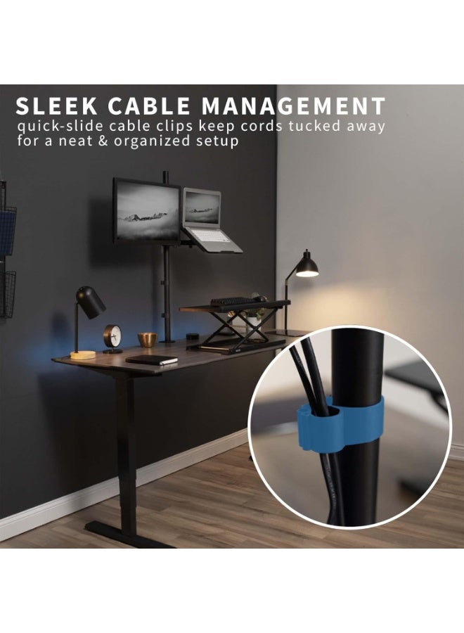 حامل لابتوب وشاشة LCD للمكتب – حامل قابل للتعديل بارتفاع إضافي لشاشة واحدة حتى 27 بوصة - Image 4