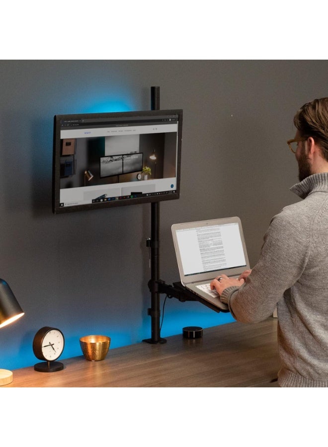 حامل لابتوب وشاشة LCD للمكتب – حامل قابل للتعديل بارتفاع إضافي لشاشة واحدة حتى 27 بوصة - Image 5