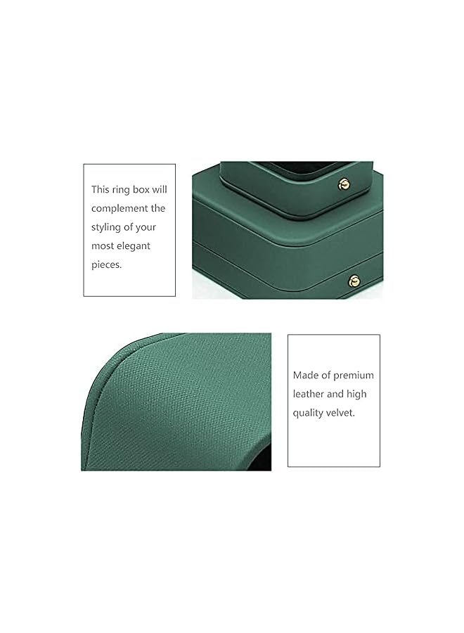 The Bros Ring Box, Premium Gorgeous Vintage Single Slot Square Leather Bearer Ring Box for Proposal Wedding Ceremony Anniversary(Green)…  - Image 4