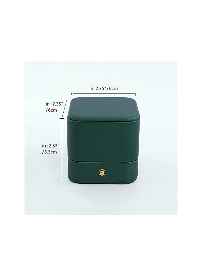 The Bros Ring Box, Premium Gorgeous Vintage Single Slot Square Leather Bearer Ring Box for Proposal Wedding Ceremony Anniversary(Green)…  - Image 5