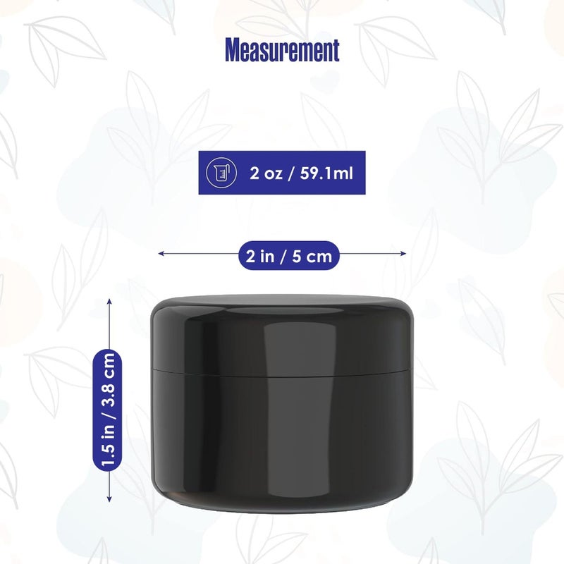 Houseables Cosmetic Containers With Lids, Black Jars, Lotion Container, 2 Oz Jars With Lids, Small Plastic Pot for Body Butter, Cream, Makeup, Powder, Body Scrub, Lip Scrub, Balm, Travel, Empty, 24 PK - Image 3