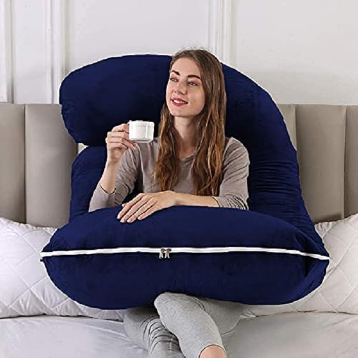 ozly Ultra Soft Pregnancy Body Pillow,Cushion,Pregnant Women,Gift for Pregnancy,Nursing Pillow,Huggable Pillow,Washable,J-Shaped,Multi-Functional,Full Body Pillow,Peaceful Sleep,Pregnancy - Image 4