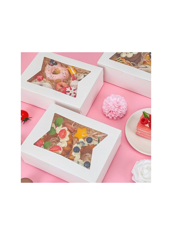 S-TOP 15Pcs Bakery Cake Boxes, Cookie Boxes For Strawberries With Window Pies Cupcakes Biscuits Candy Muffins Donuts 8X6X2.5 Inches - Image 3
