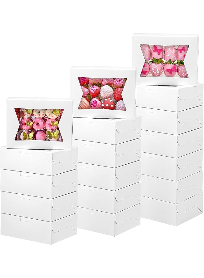 S-TOP 15Pcs Bakery Cake Boxes, Cookie Boxes For Strawberries With Window Pies Cupcakes Biscuits Candy Muffins Donuts 8X6X2.5 Inches - Image 1