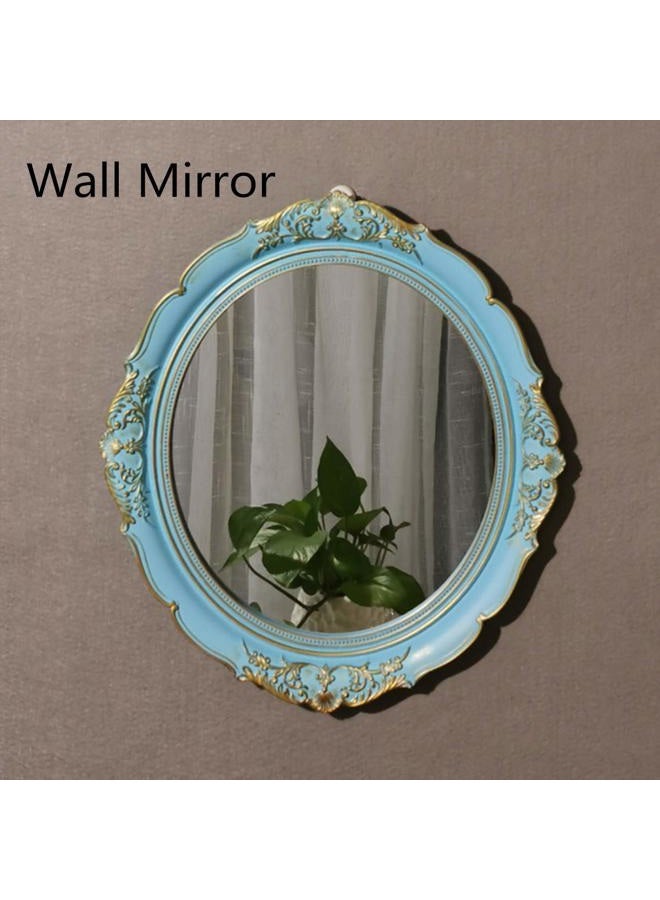 Yamfurga Decorative Mirrors Tray, Hanging Wall Mirror, Vintage Multi-Functional Display Tray, Jewelry Trays, Vanity Trays, Serving Trays,13" W x 15" L, Golden Blue - Image 2