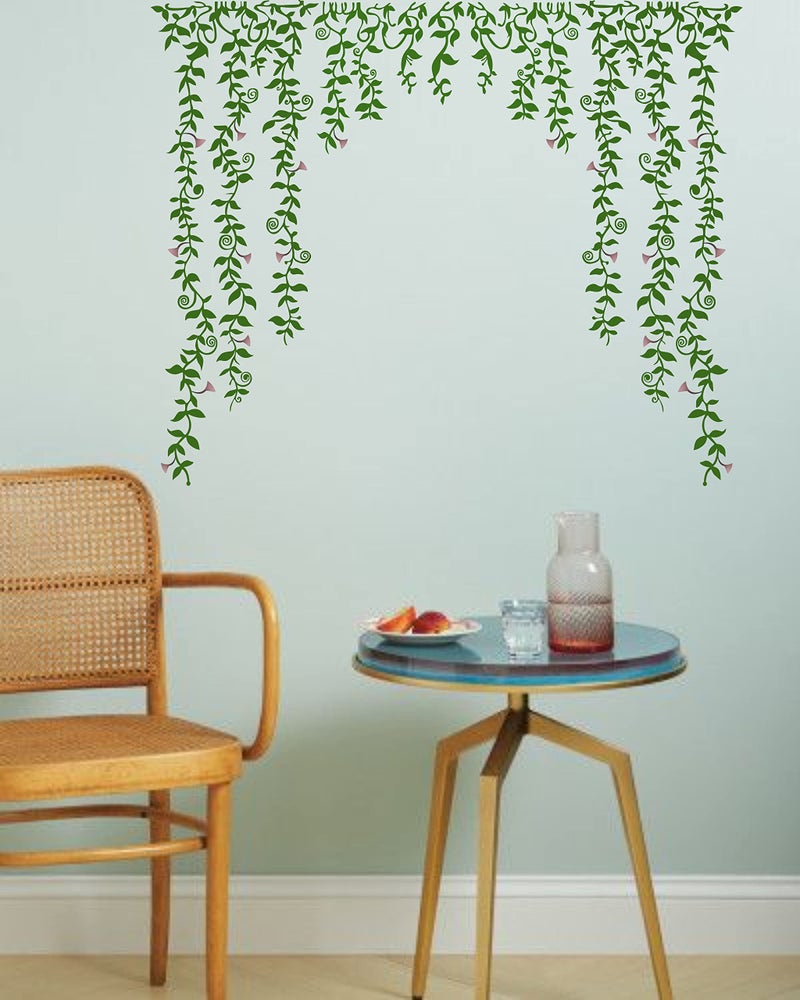 Dreamkraft Green Falling with Pretty Flowers Wall Sticker (Multicolor PVC Vinyl 100 x 82cm)-Self-Adhesive - Image 2