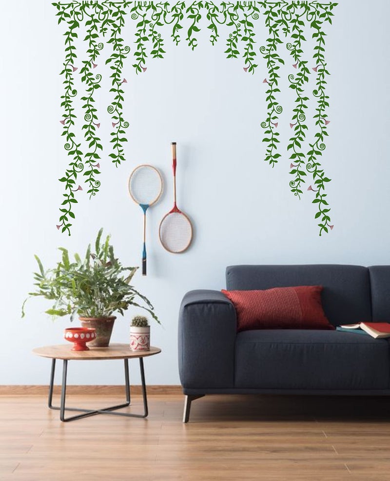 Dreamkraft Green Falling with Pretty Flowers Wall Sticker (Multicolor PVC Vinyl 100 x 82cm)-Self-Adhesive - Image 5