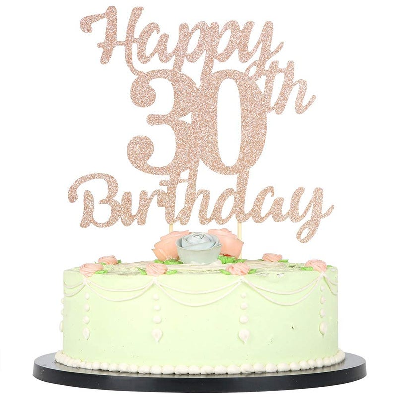 Festiko®30th Birthday Cake Topper for Happy Birthday 30 Rose Gold 30th Cake Topper，Happy Birthday Cake Topper Cake Ornament (30th) - Image 5