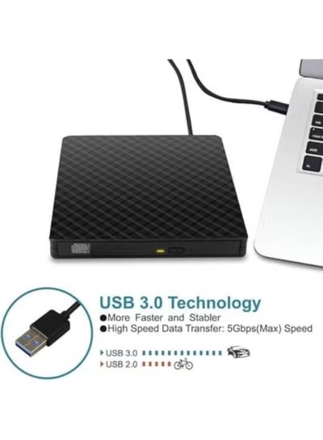External DVD Player & Writer USB 3.0 – Slim & Fast Design – Compatible with Laptops & PCs – Plug & Play, No Driver Needed - Image 2