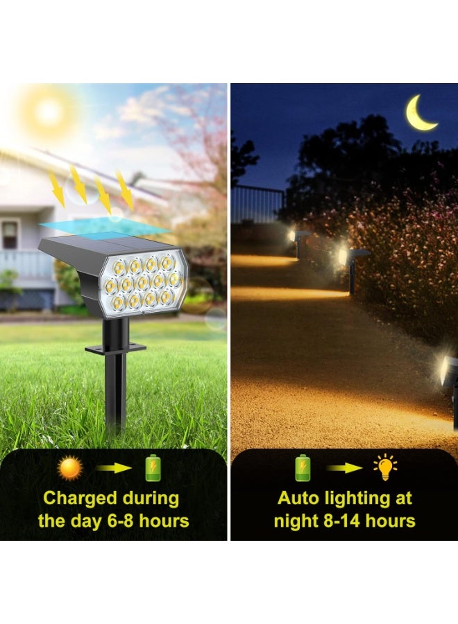 Solar Spot Lights Outdoor, [8 Pack/52 LED] 2-in-1 Solar Landscape Spotlights, 3 Lighting Modes Solar Garden Lights, IP65 Waterproof Flood Lights for Patio Pathway Driveway Yard(Warm White) - Image 2