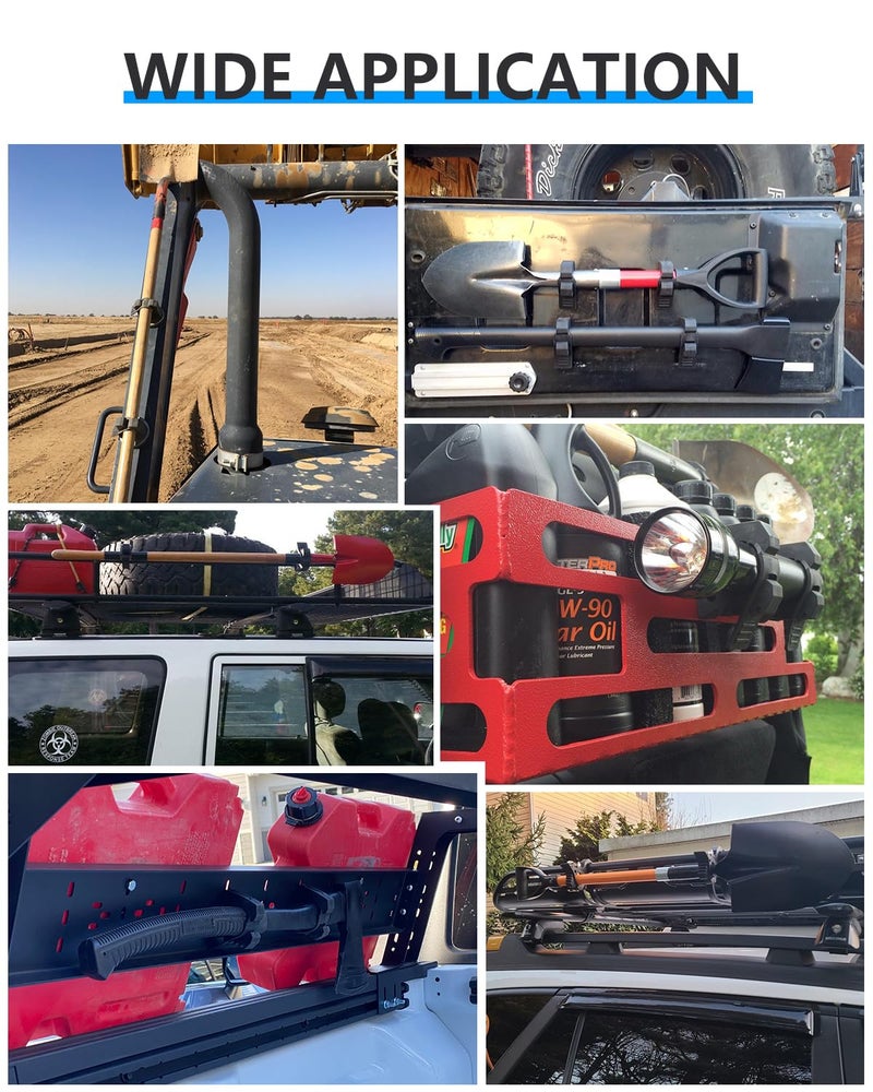 ADTOPI Shovel Mount for Roof Rack Rubber Clamp Mounting Kit, Shovel Holder Clamp Wall Mount Kit Car Accessories for Roof Rack, Boats, Military Equipment, Axe - Image 3