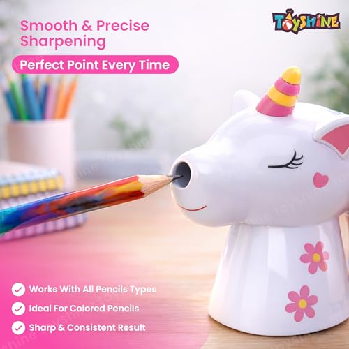 Toyshine Unicorn Pencil Sharpeners Manual for Kids and Artists, Handheld Manual Pencil Sharpener for Pencils - White (1 Pc) - Image 3