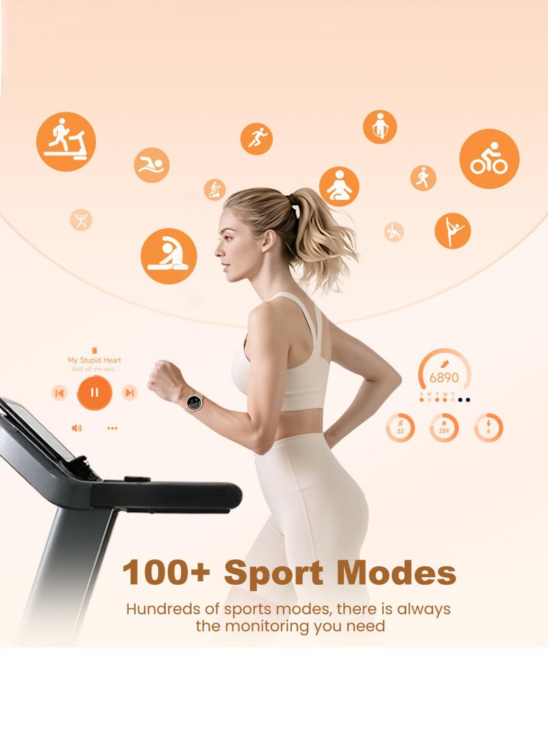 Arabest Smart Watches for Women Android/iPhone, IP68 Waterproof Fitness Tracker with Bluetooth Calls(Answer&Make), Activity Pedometer/Heart Rate/SpO2 Monitor/100+ Sports Model - Image 5