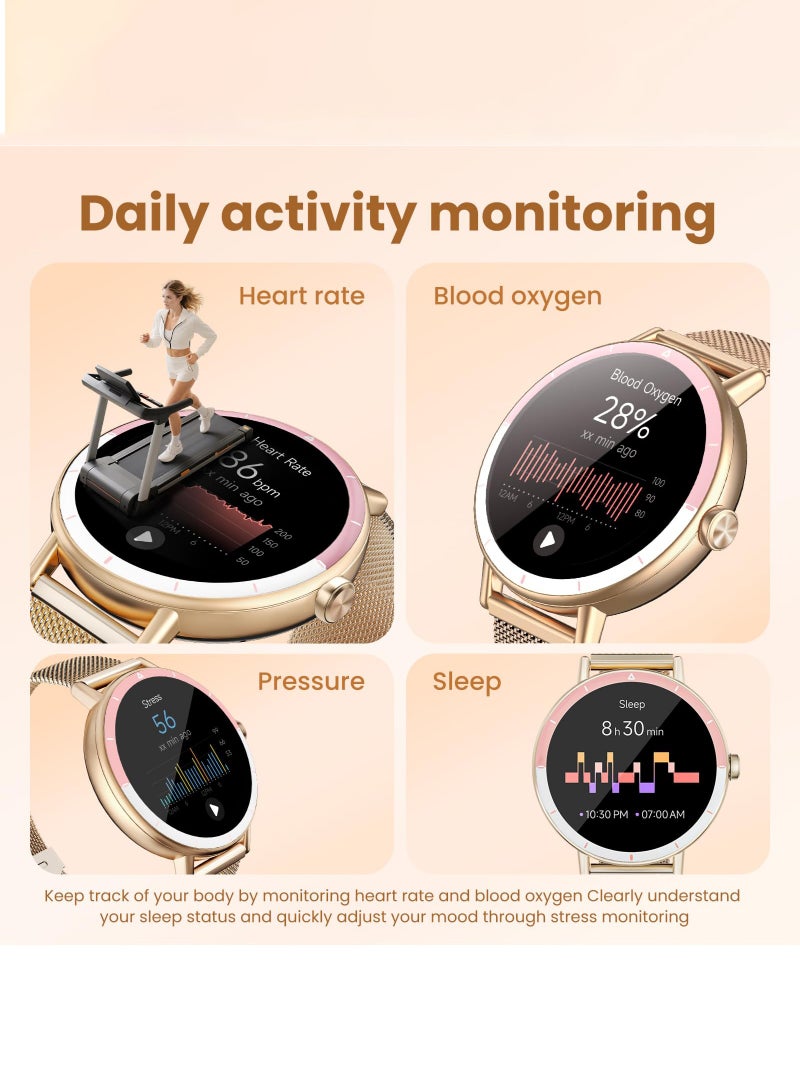 Arabest Smart Watches for Women Android/iPhone, IP68 Waterproof Fitness Tracker with Bluetooth Calls(Answer&Make), Activity Pedometer/Heart Rate/SpO2 Monitor/100+ Sports Model - Image 3