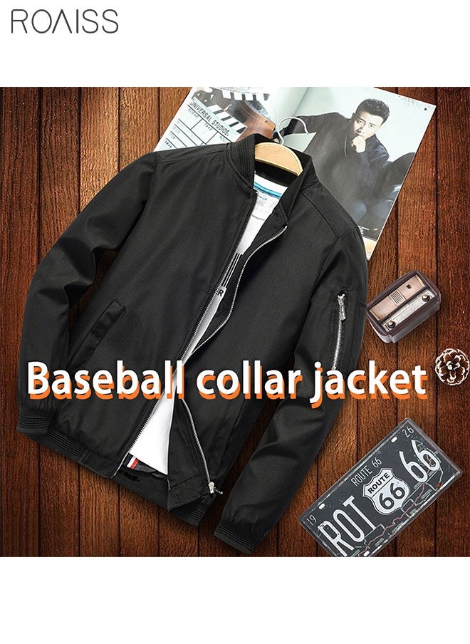 roaiss - Classic Bomber Jacket, Men's Casual Baseball Jacket Coat Regular Fit College Hipster Windbreaker For Winter Fall - Image 1