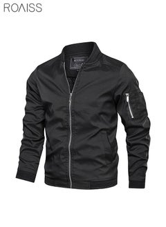 roaiss Classic Bomber Jacket, Men's Casual Baseball Jacket Coat Regular Fit College Hipster Windbreaker For Winter Fall  - Image 3