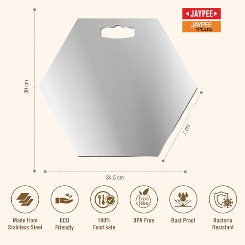 JAYPEE PLUS جايبي بلس كيتشن-إكس سداسي الشكل من الفولاذ المقاوم للصدأ 304 للقطع للفواكه والخضروات، مع مقبض ومعلق مريح للمطبخ 34 x 30 سم - Image 2