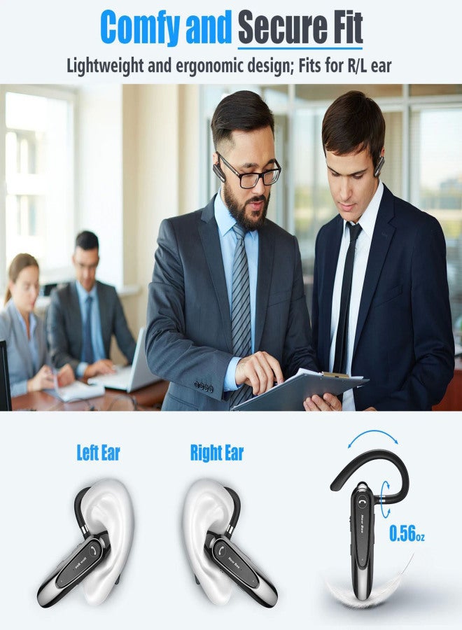 New Bee Business Headphones Single In-Ear Wireless BT5.0 Earphone Hands-Free with Dual Mic CVC8.0 Noise Cancelling 20 Hours Talk Time with Ear Hooks Portable Storage Bag for Cycling Driving Office Working Delivery - Image 2