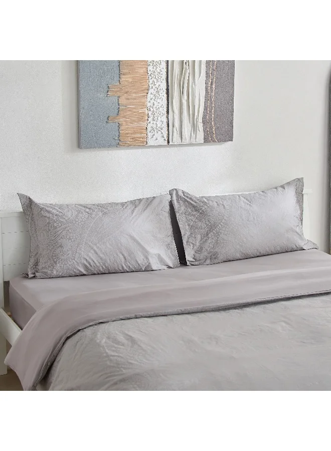 Home Box Opulent Luxe 3-Piece Khadi Print Cotton Jacquard Queen King Duvet Cover Set - 220x220 cm