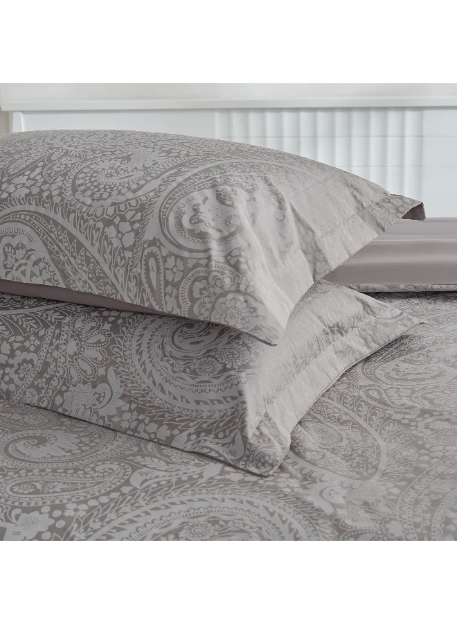 Home Box Opulent Luxe 3-Piece Khadi Print Cotton Jacquard Queen King Duvet Cover Set - 220x220 cm