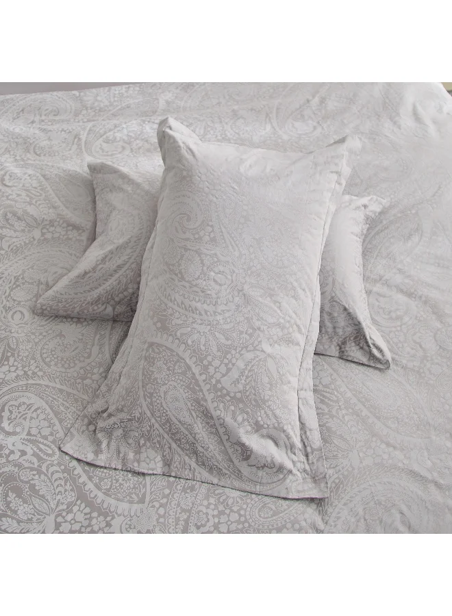 Home Box Opulent Luxe 3-Piece Khadi Print Cotton Jacquard Queen King Duvet Cover Set - 220x220 cm