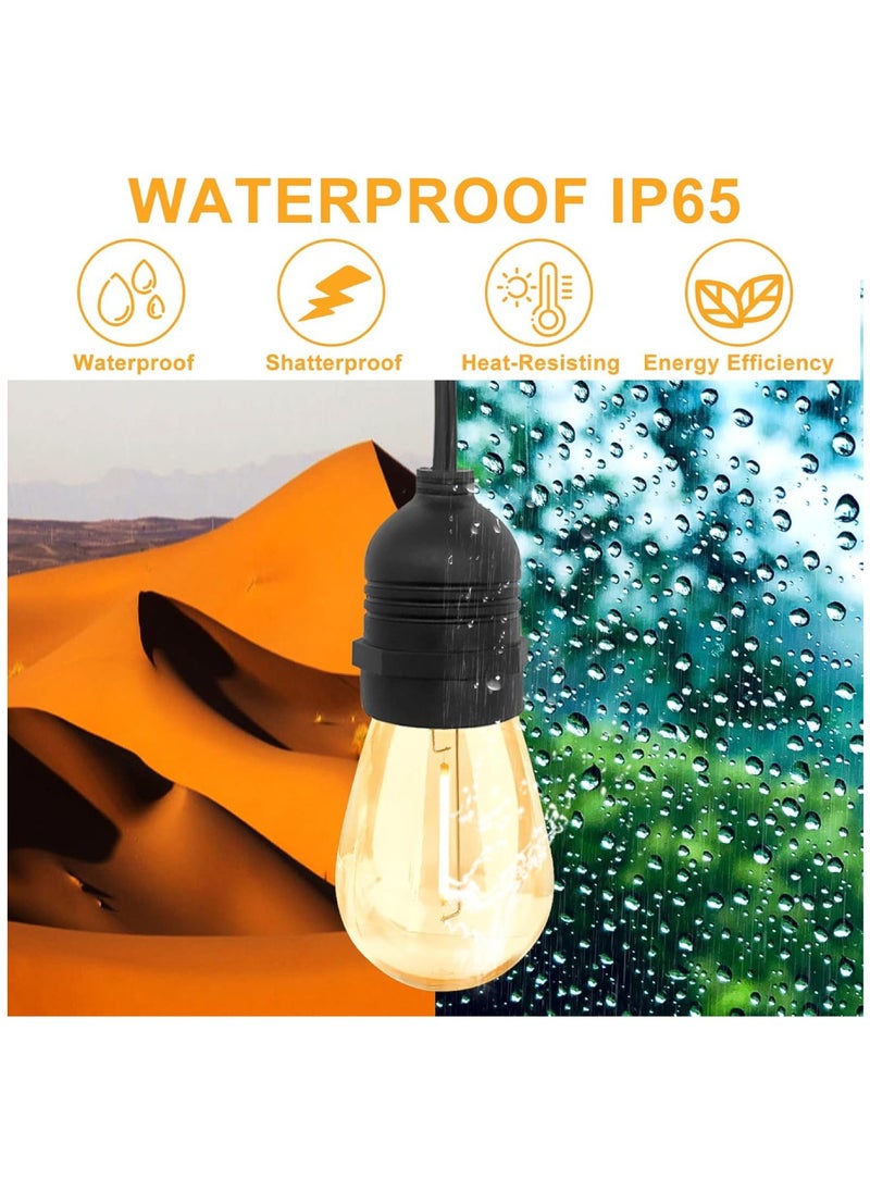 Yuwell - Outdoor Waterproof IP65 Led String Lights E27 Holder 10 Meter Bulb Holder Wire With 20 Bulbs 4W G45 Clear With EU Plug Solar Bulb Holder For Ramadan Decoration Lights And Outdoor Decoration Light Hanging Light 6000mAh & USB-C, String Lights With Remote Control And 8 Modes Ramadan Light With Cable Ties - Image 1