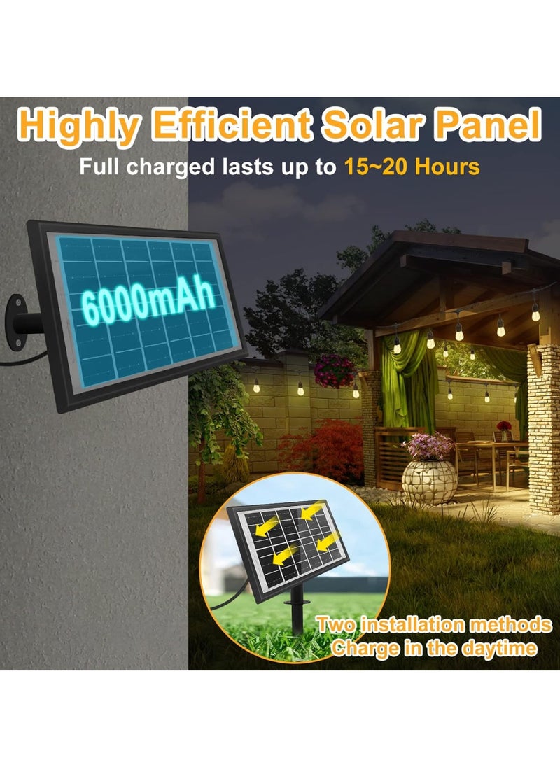 Yuwell - Outdoor Waterproof IP65 Led String Lights E27 Holder 10 Meter Bulb Holder Wire With 20 Bulbs 4W G45 Clear With EU Plug Solar Bulb Holder For Ramadan Decoration Lights And Outdoor Decoration Light Hanging Light 6000mAh & USB-C, String Lights With Remote Control And 8 Modes Ramadan Light With Cable Ties - Image 1