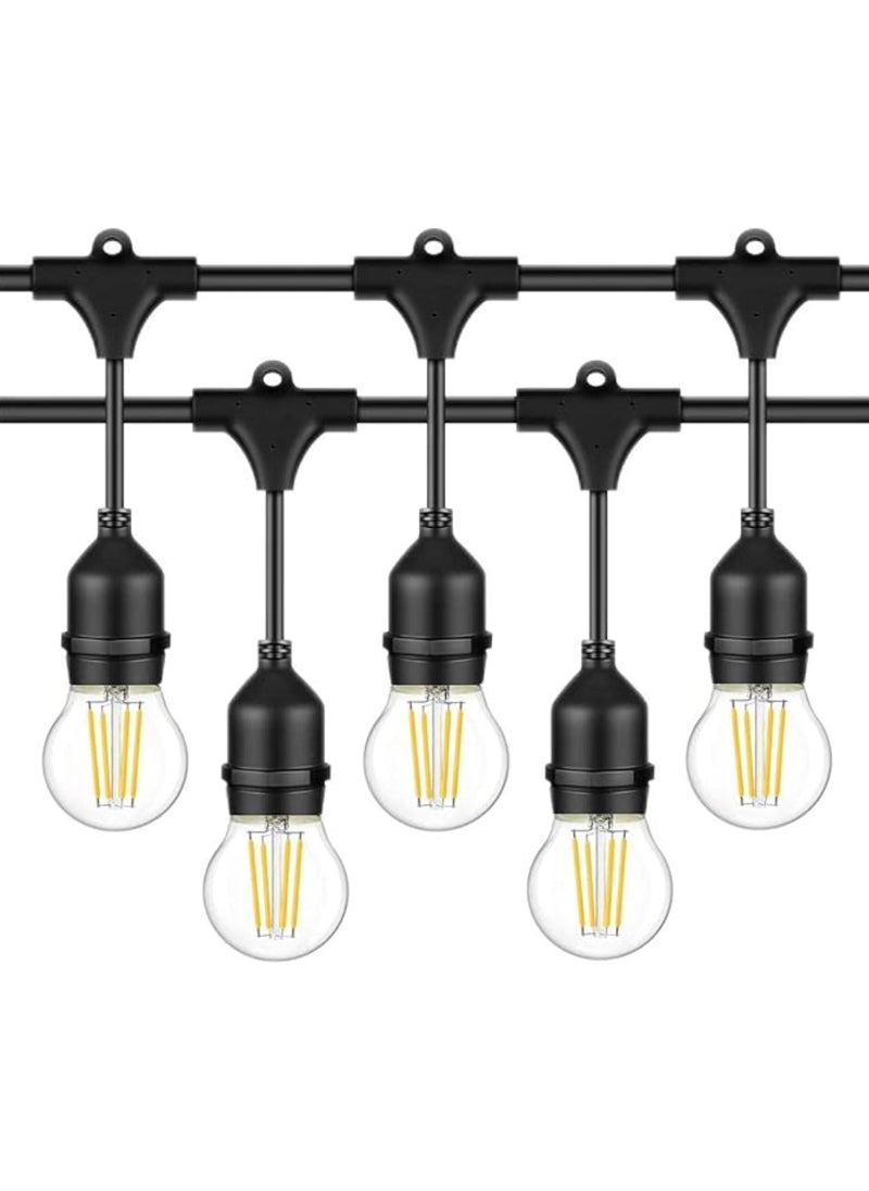 Yuwell - Outdoor Waterproof IP65 Led String Lights E27 Holder 10 Meter Bulb Holder Wire With 20 Bulbs 4W G45 Clear With EU Plug Solar Bulb Holder For Ramadan Decoration Lights And Outdoor Decoration Light Hanging Light 6000mAh & USB-C, String Lights With Remote Control And 8 Modes Ramadan Light With Cable Ties - Image 1