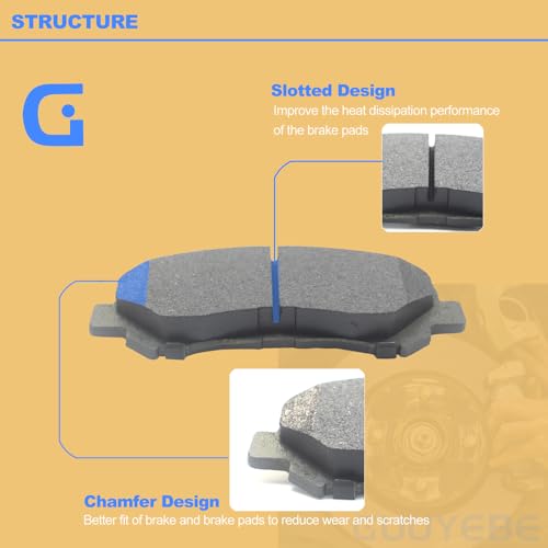 GuuYebe 8 PCS Brake Pads Front and Rear Kit, For Nissan 2009-2019 Maxima and 2009-2012 Sentra and 2014-2017 Juke, Replace For 1374 D1374 905 D905 - Image 2