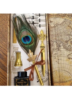 Keyfim Shop Peacock Feather Pen Set Divit  - Image 1