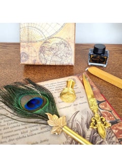 Keyfim Shop Peacock Feather Pen Set Divit  - Image 3