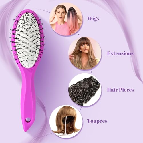 STYLEMATE Wig Brush Comb Set, Premium Matte Grip-2pcs Professional Extension Brush with Ergonomic Travel Size Design for Human and Synthetic Hair - Image 2
