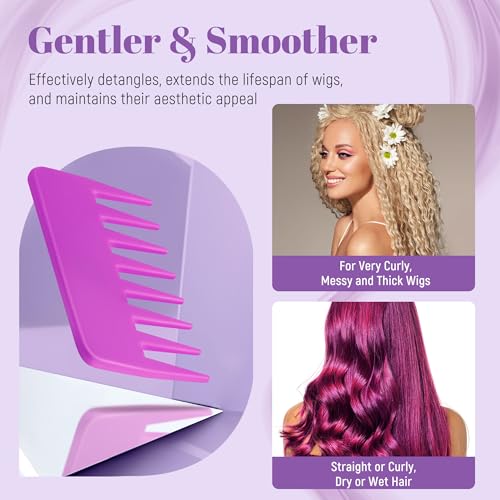 STYLEMATE Wig Brush Comb Set, Premium Matte Grip-2pcs Professional Extension Brush with Ergonomic Travel Size Design for Human and Synthetic Hair - Image 5