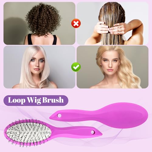 STYLEMATE Wig Brush Comb Set, Premium Matte Grip-2pcs Professional Extension Brush with Ergonomic Travel Size Design for Human and Synthetic Hair - Image 3