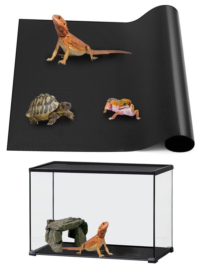 zunzingy Bearded Dragon Tank Accessories, Reptile Mat, Reptile Terrarium Substrate Liner for Leopard Gecko, Lizard, Snake, Tortoise, Iguana Non-Adhesive Reptile Flooring (18"x36" Black) - Image 1