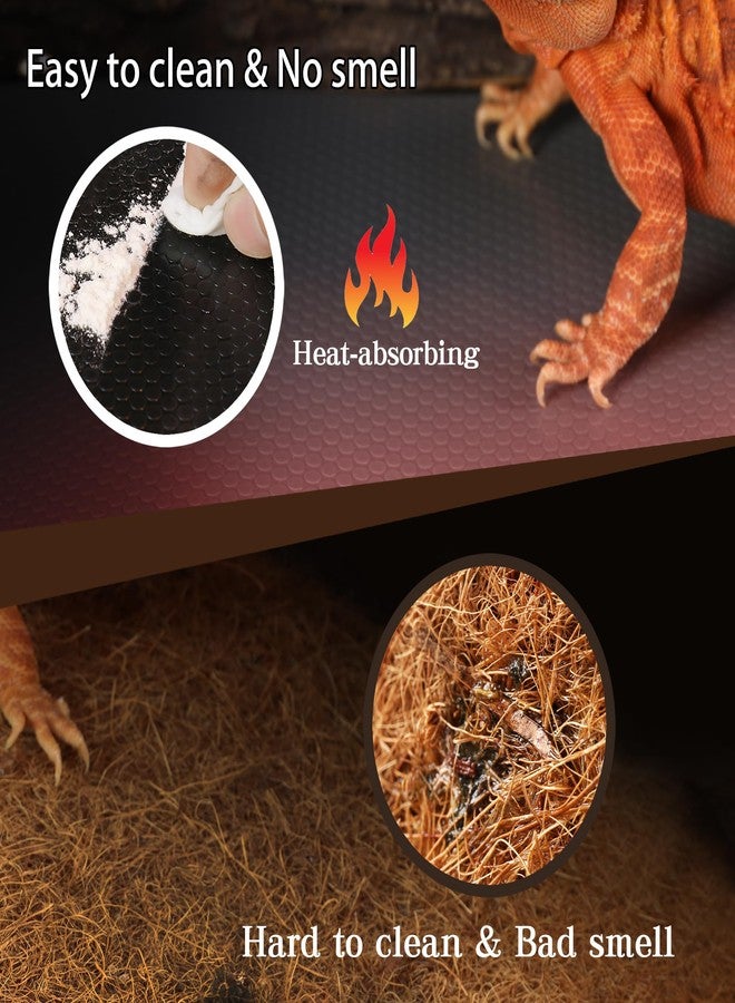 zunzingy Bearded Dragon Tank Accessories, Reptile Mat, Reptile Terrarium Substrate Liner for Leopard Gecko, Lizard, Snake, Tortoise, Iguana Non-Adhesive Reptile Flooring (18"x36" Black) - Image 2