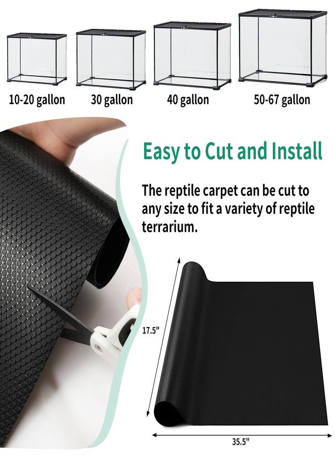 zunzingy Bearded Dragon Tank Accessories, Reptile Mat, Reptile Terrarium Substrate Liner for Leopard Gecko, Lizard, Snake, Tortoise, Iguana Non-Adhesive Reptile Flooring (18"x36" Black) - Image 3