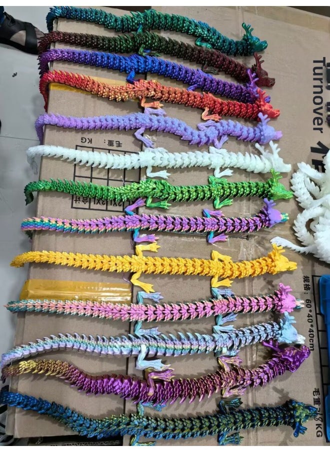 null - China Dragon 90cm Dragon Ornaments 3D Printing Dragon Handmade Deformation Ornaments Gift Crafts Stall-Color:3d Printed Dragon [multi-color Mixed]-Size:60cm [without Dragon Whiskers] - Image 1