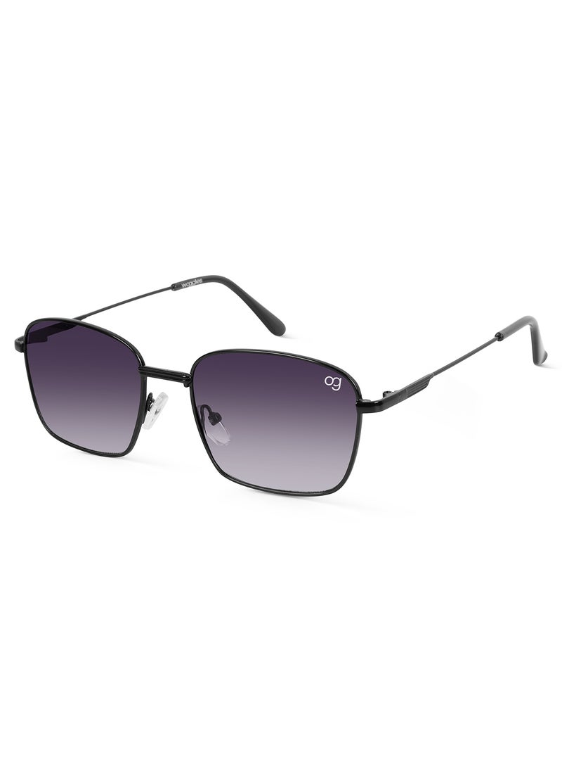 UV- Protected  Black Rectangle Sunglasses